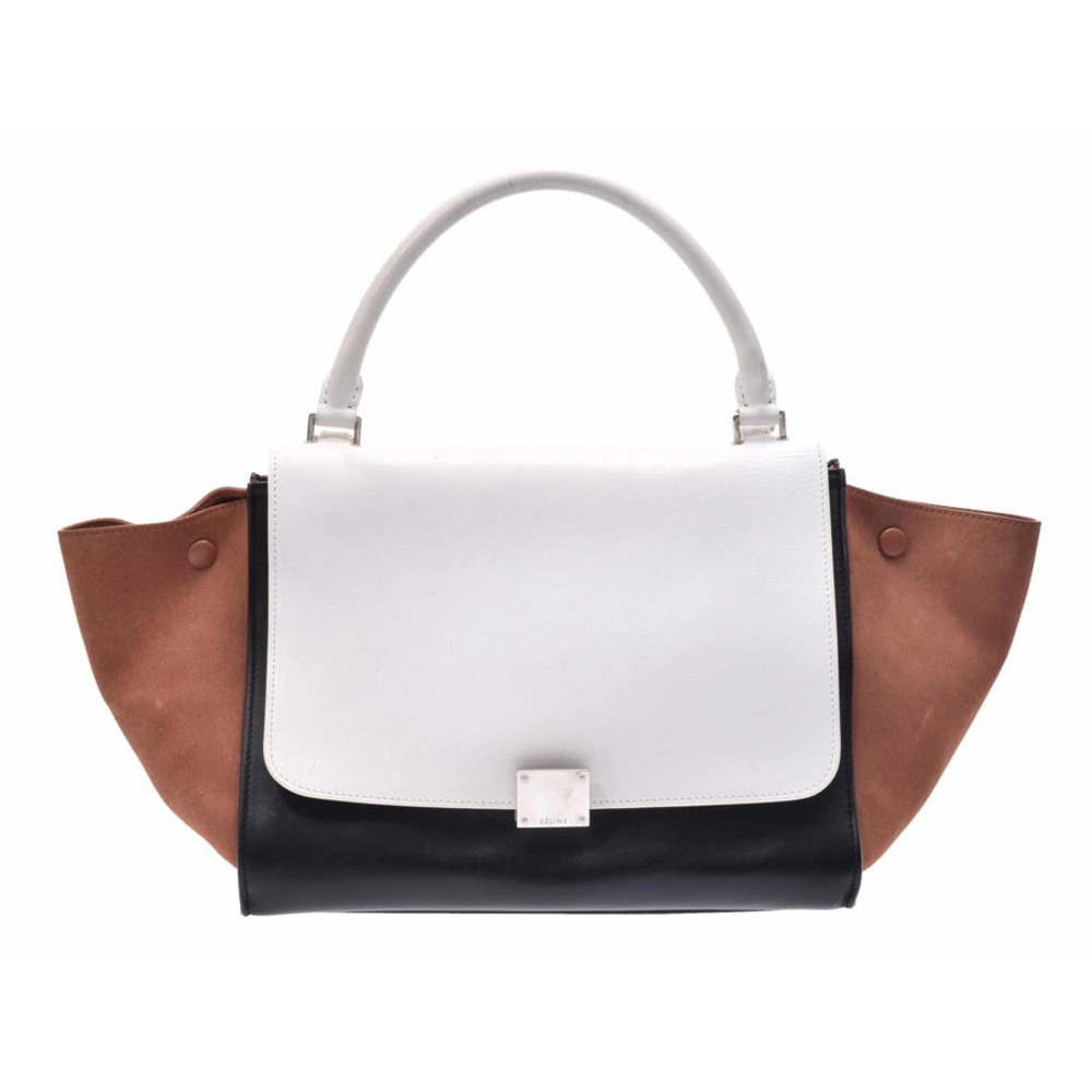 Celine Trapeze bag calfskin suede tricolor white black brown card